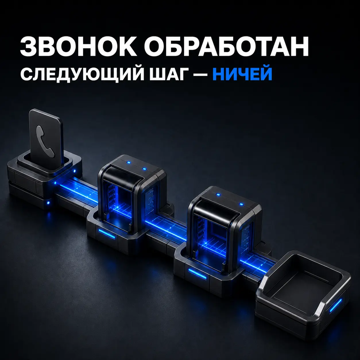 Входящий звонок проходит этапы обработки, но заканчивается пустым узлом без владельца следующего шага.