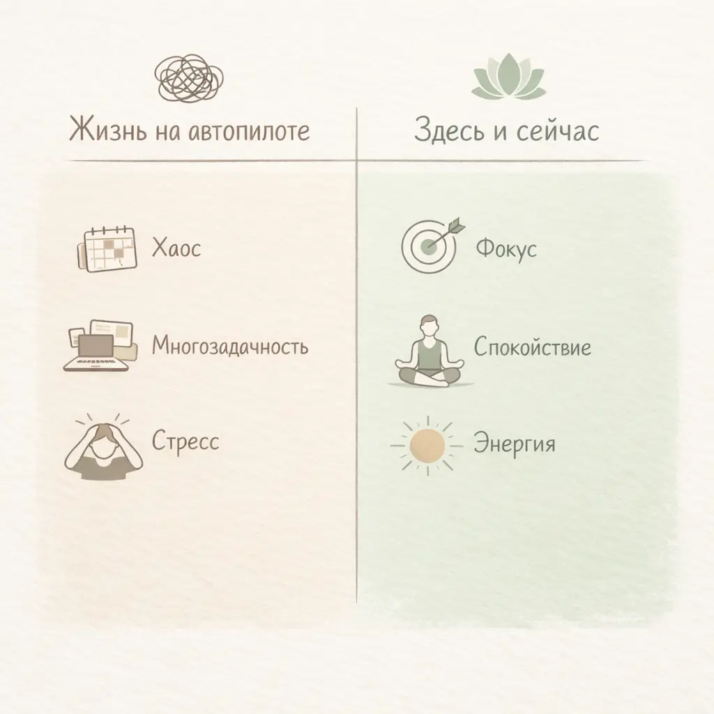 Жизнь на автопилоте vs Здесь и сейчас