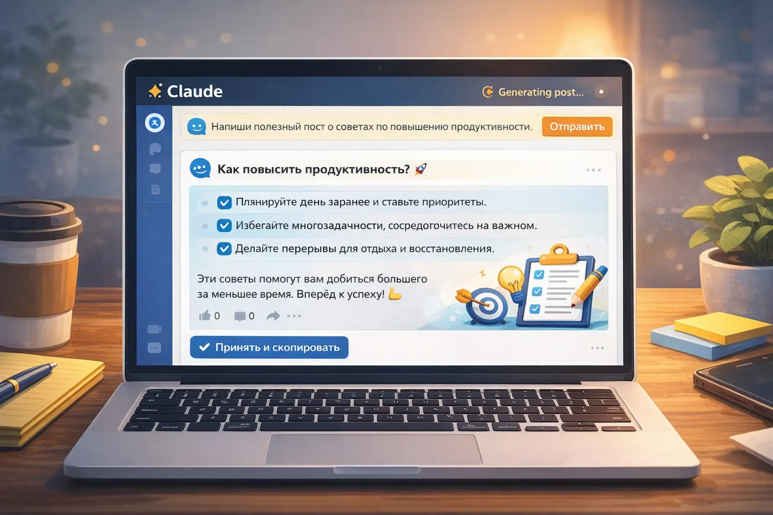 Нейросеть Claude лучше всего подходит для создания текстов