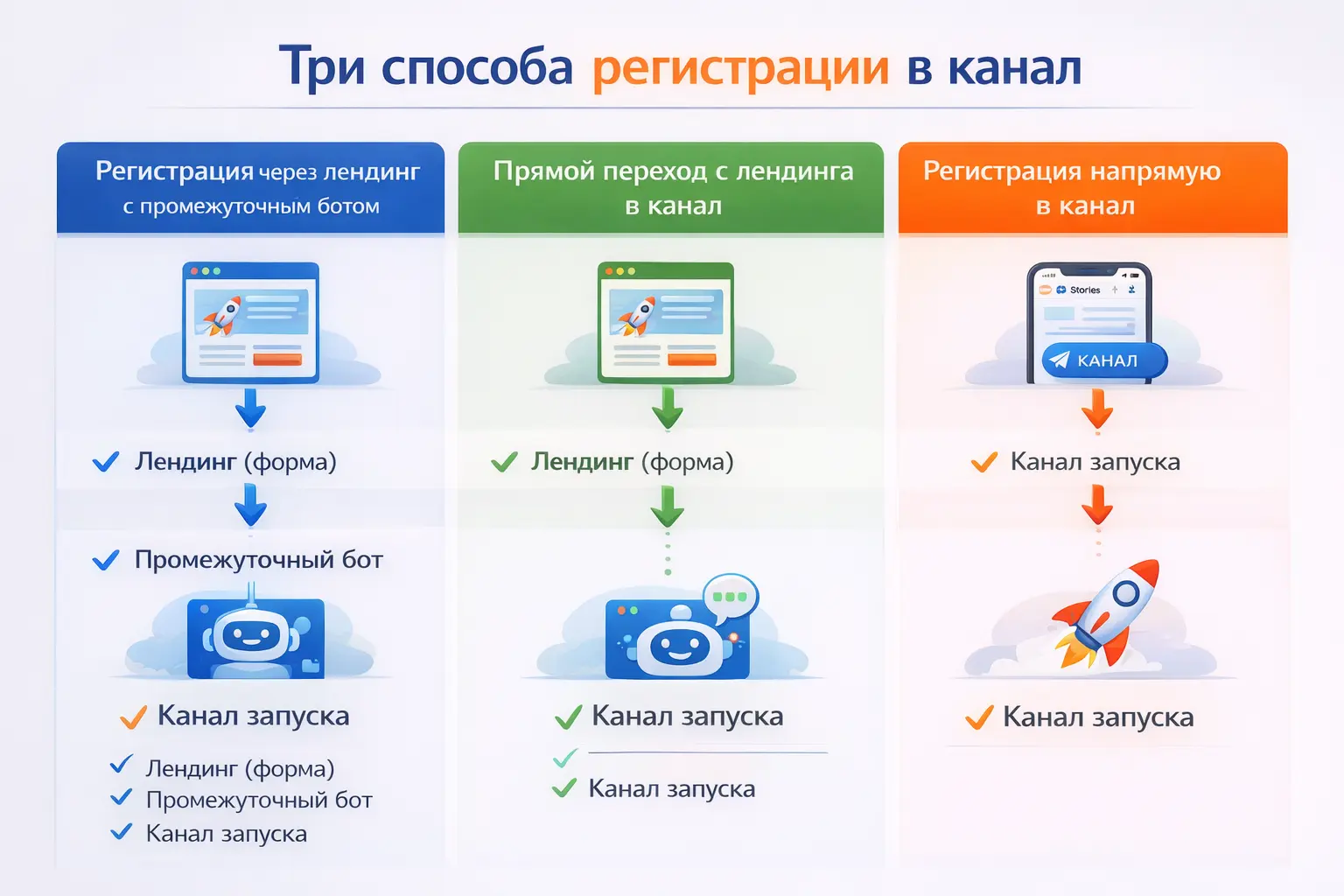 Три способа регистрации в Телеграм-канал
