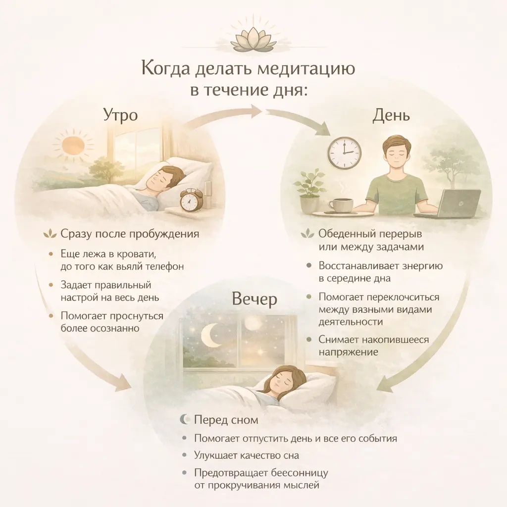 Когда делать медитацию в течение дня