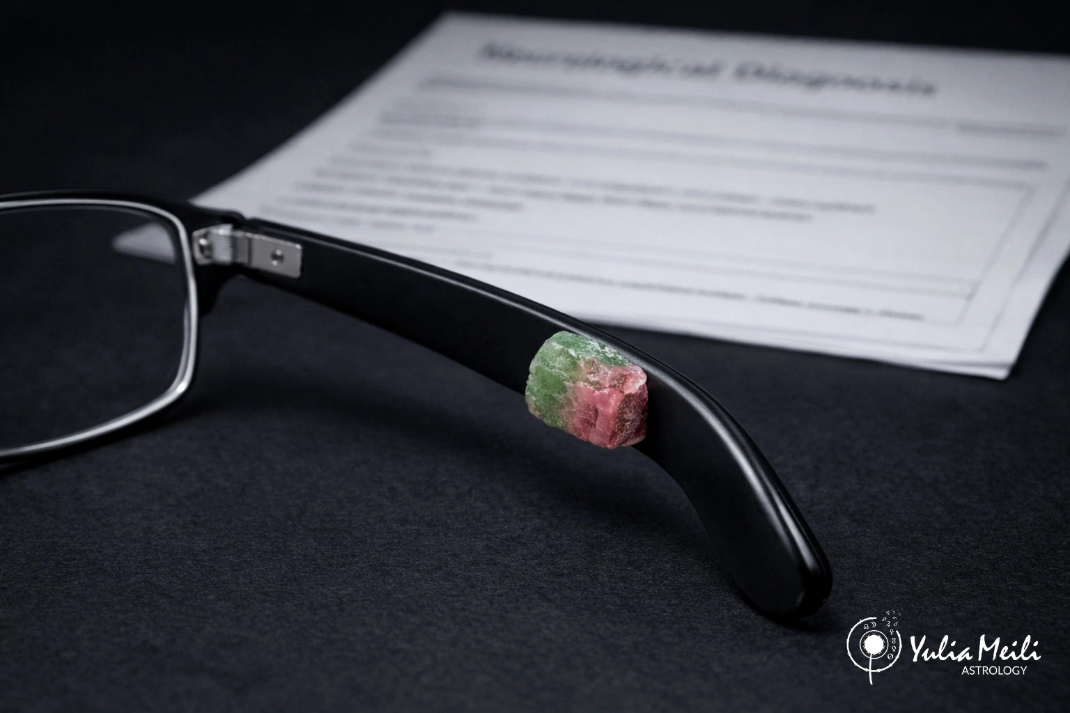 Турмалин закрепленный на очках для восстановления координации