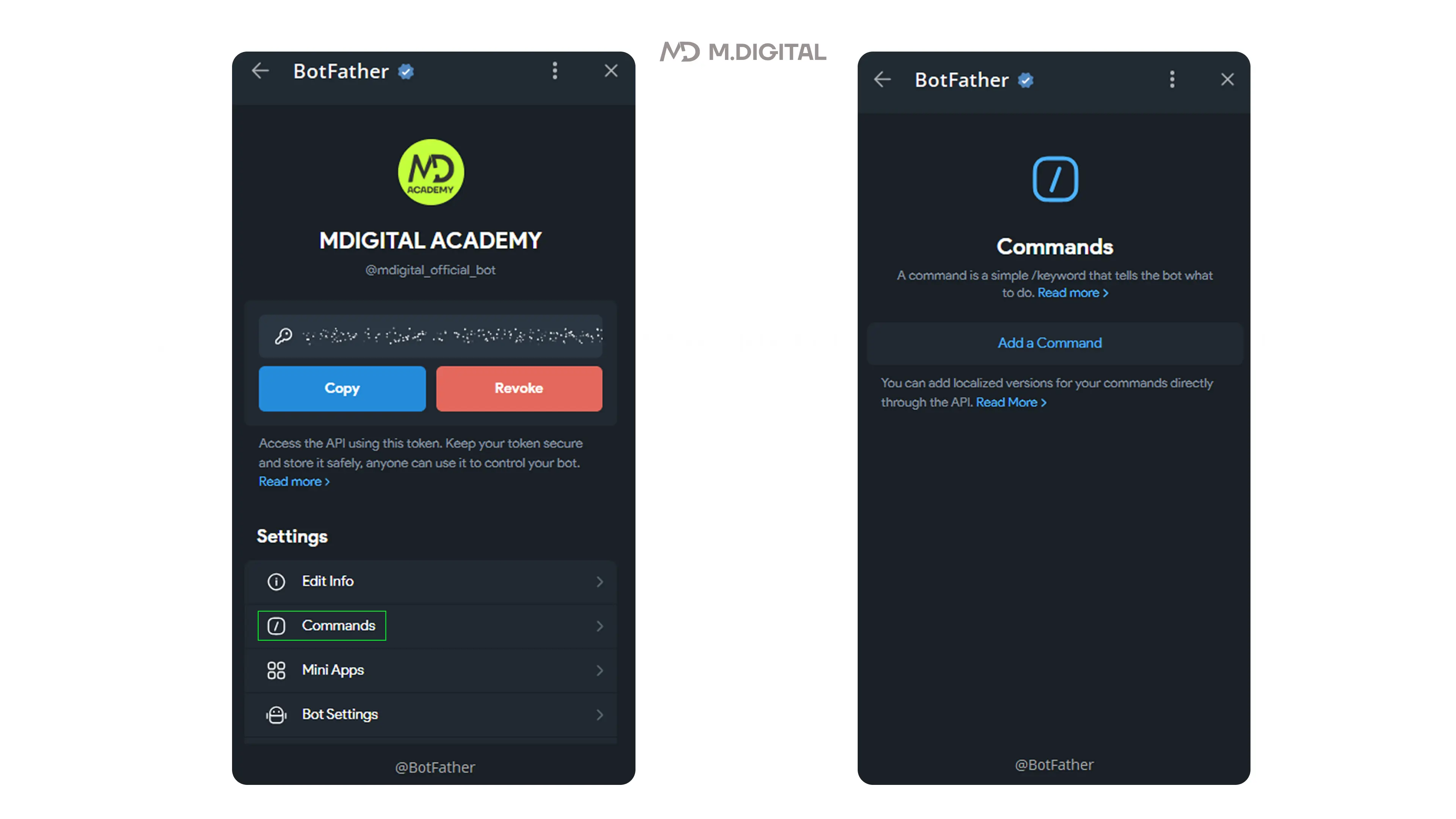 Как создать разделы постоянного меню в чат-боте