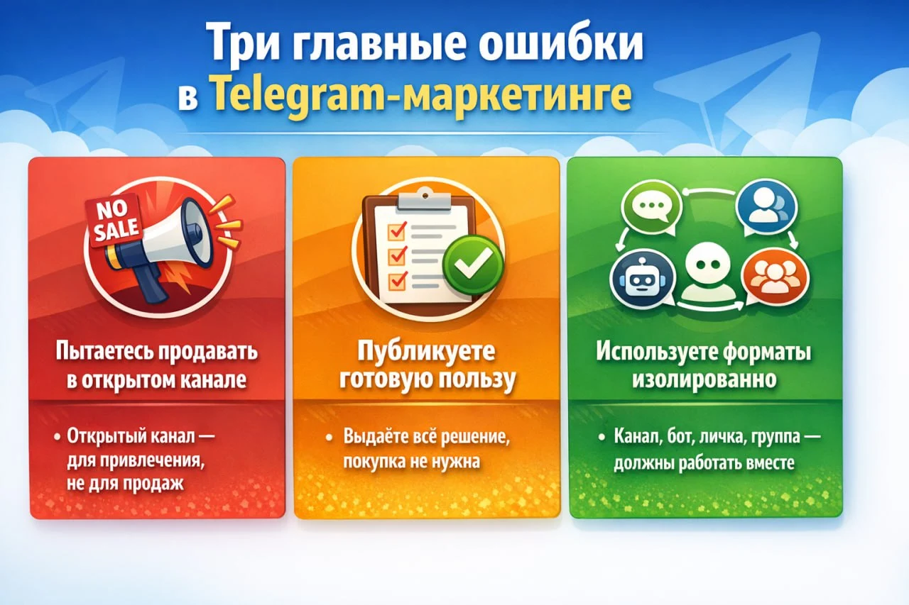 Три главные ошибки в Телеграм-маркетинге