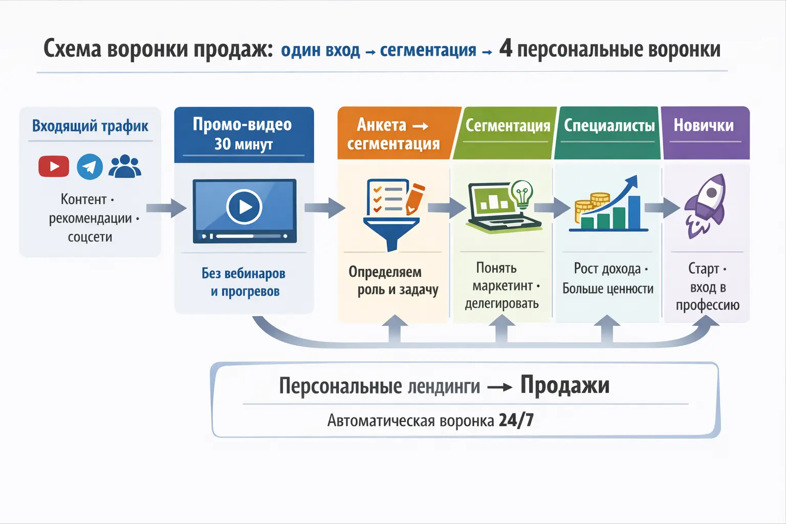 Схема воронки продаж инфопродуктов