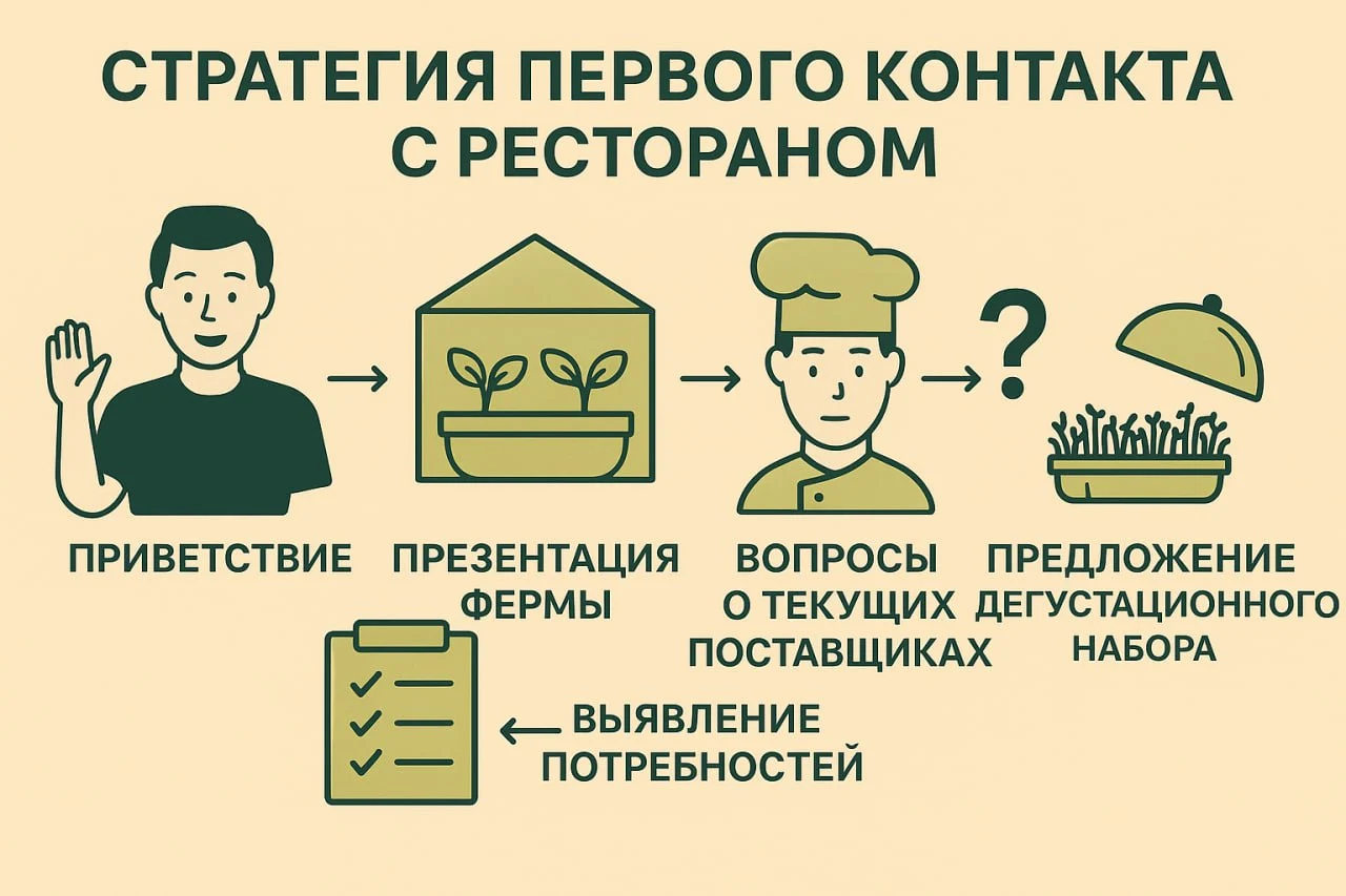 Стратегия первого касания с рестораном по продажам зелени