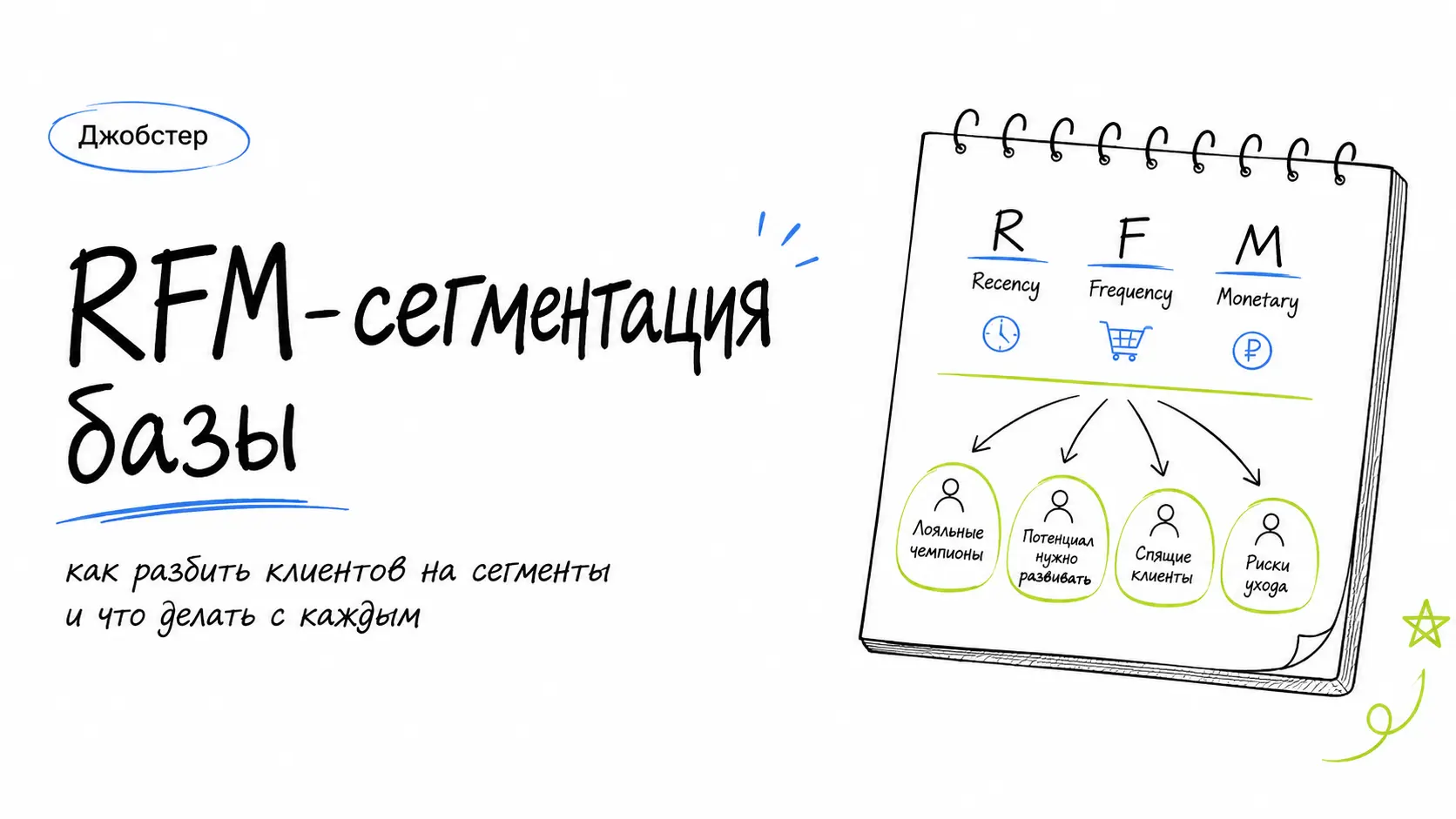 RFM-метод сегментации, как работать с клиентской базой, сегменты клиентов в CRM, реактивация клиентов стратегия, email-маркетинг сегментация базы, как вернуть ушедших клиентов, RFM-анализ пример расчёта, удержание клиентов в e-commerce, персонализация рассылок по сегментам, работа с отток клиентов маркетинг