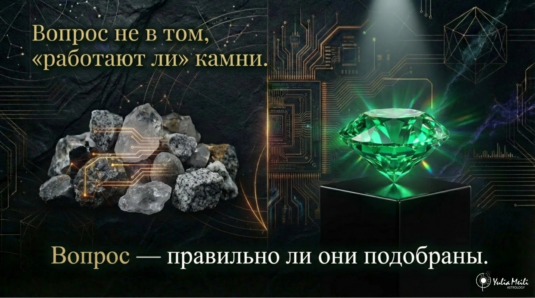 Сравнение обычных камней и правильно подобранного кристалла